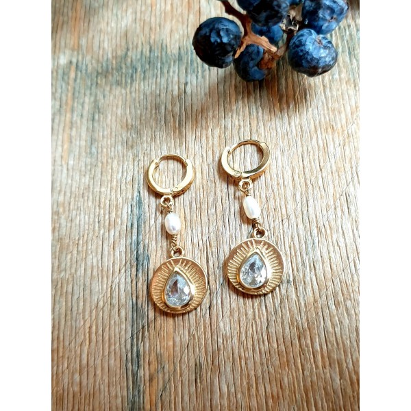 Hanka IN auskarai su cirkoniu ir perlu